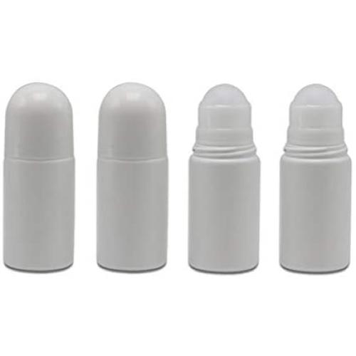 4Pcs 50ml/1.69oz White Plastic Roll-On Deodorant Bottles with Plastic Roller Ball and Twist Cap Roller Bottle Empty Refillable Deodorant Containers for Essential Oil Aromatherapy Deodorant