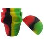 TOPJAR Wax Carving Container Set (15ml Skull Series) - Rasta/Black Nonstick Silicone Jar & Green Small Mat & Carver Tool Each 1