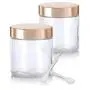 Large Clear Thick Glass Straight Sided Jar with Gold Metal Overshell Lid - 16 oz / 480 ml (2 Pack) + Spatulas Large Clear Thick Glass Straight Sided Jar with Gold Metal Overshell Lid - 16 oz / 480 ml (2 Pack) + Spatulas