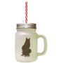 Brown Maine Coon Cat Silhouette #1 Frosted Glass Mason Jar With Straw