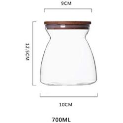 Kitchen Food Storage Jar Airtight Food Storage storage jar Transparent Glass Jar With Natural Bamboo Cover (Size : 700ml)