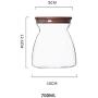 Kitchen Food Storage Jar Airtight Food Storage storage jar Transparent Glass Jar With Natural Bamboo Cover (Size : 700ml)