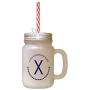 Navy Alphabet X, X Ray, Xylophone Xoxo Frosted Glass Mason Jar With Straw