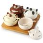 Mini Spice Jars Cute cartoon animal seasoning jar set with hole kitchen ceramic seasoning box