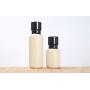 1Pcs 110ml/3.7oz Empty Refillable Glass Pump Press Bottle Lotion Dispenser with Black Pump Top Portable Travel Sample Packing Containers Jar for Lotion Cream Emulsion Essence Foundation Essential Oil