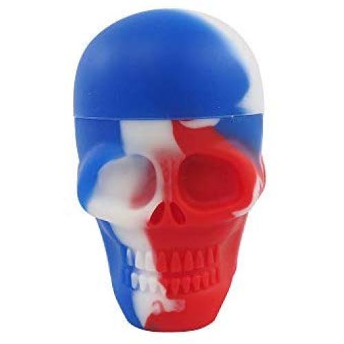 TOPJAR 1 Silicone 15ml Skull Wax Container Non Stick Heat Resistant Multi Use Storage Oil Jar Blue/White/Red