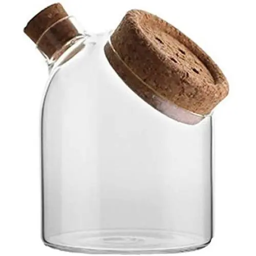 Glückliche Lu Kork-Lagerglasbehälter Glasbehälter durchsichtig Transparent Versiegelte Töpfe Küchennahrung Getreide Tee Kaffee-Beutel Lagerbehälter mit Kork (S)