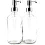 1Pack 500ml /17ounce Transparent Round Glass Empty Press Pump Bottles Dispenser Container Jar Pot For Bathroom Lotion Liquid Body Wash Shower Makeup Foundations Cosmetic Soap Cream