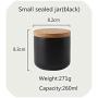 260Ml/800Ml/1000Ml Sealed Ceramic Storage Jar With Bamboo Lid Spices Tank Container Kitchen Food Bottle Coffee Tea Caddy,S Sealed Jar-Black