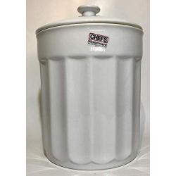 Chefs White Stoneware Crock with Lid - Large