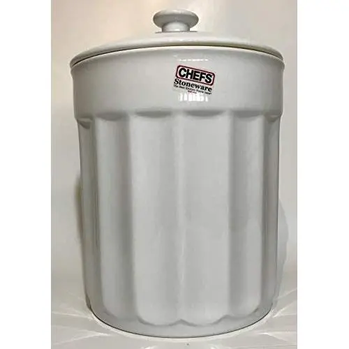Chefs White Stoneware Crock with Lid - Large Chefs White Stoneware Crock with Lid - Large