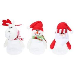 TOYANDONA 3pcs Christmas Plastic Jar Candy Food Storage Container Cookie Jar Xmas Holiday Piggy Bank Table Top Decor Goodie Bag Filler Party Favors Supplies (Assorted)