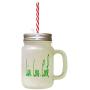 Green Live. Love. Cook Frosted Glass Mason Jar With Straw