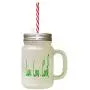 Green Live. Love. Cook Frosted Glass Mason Jar With Straw Green Live. Love. Cook Frosted Glass Mason Jar With Straw
