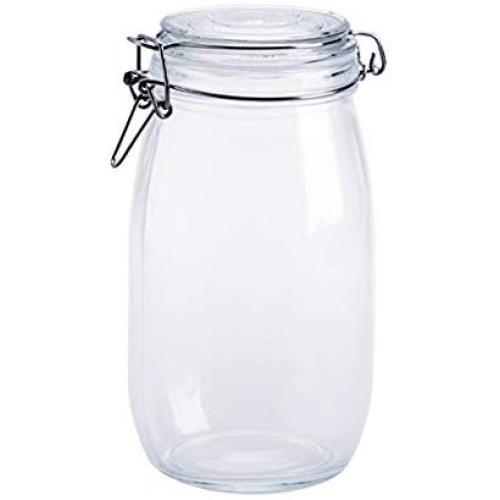 Clear Glass Candy Jar with Lid - Wide Mouth Preserving Jar Cookie Container Tea Storage Canisters Food Storage Container (1500 ML/51OZ)