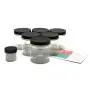 Clear 8 oz Plastic Jars with Black Lids (6 pk) with Sample Jar - PET Round Refillable Containers
