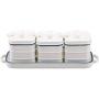 Kitchen seasoning box/Blue Edge Ceramic Condiment Storage Container with Pallet Household Sugar Spice Jars Box Three-Piece Set
