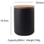 One-Pine 3-Pack Air Tight Jars Ceramic Food Storage Jar Set with Airtight Seal Bamboo Lid - 260ml/800ml/1000ml Tea,Sugar,Coffee,Spice Canister Set (Black)