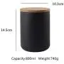 One-Pine 3er Set Luftdichter Keramik-Food-Behälter mit Bambusdeckel - 260ml/800ml/1000ml Tee, Zucker, Kaffee, Gewürzbehälter Set (Schwarz)