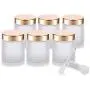 Frosted Clear Thick Glass Straight Sided Jar with Gold Metal Overshell Lid - 4 oz / 120 ml (6 pack) + Spatulas Frosted Clear Thick Glass Straight Sided Jar with Gold Metal Overshell Lid - 4 oz / 120 ml (6 pack) + Spatulas