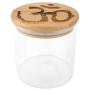 Hakuna Supply - Glass Storage Jars with Airtight Bamboo Lid, Multi-Use Containers for Herbs, Tea, Candy, Q-Tips, etc. for The Bedroom, Kitchen, and Bathroom (1 Oz, Om)