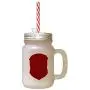 Maroon Domestic Shorthair Cat Head Silhouette Frosted Glass Mason Jar With Straw Maroon Domestic Shorthair Cat Head Silhouette Frosted Glass Mason Jar With Straw