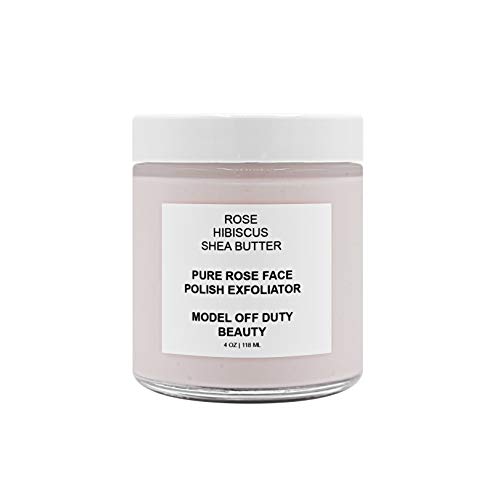 Model off Duty Beauty Pure Rose Face Polish Exfoliator | Natural & Vegan Ingredients | Microdermabrasion Resurfacing Gentle Facial Scrub Cream | For Brighter Appearance | Softens Detoxifies & Cleanses