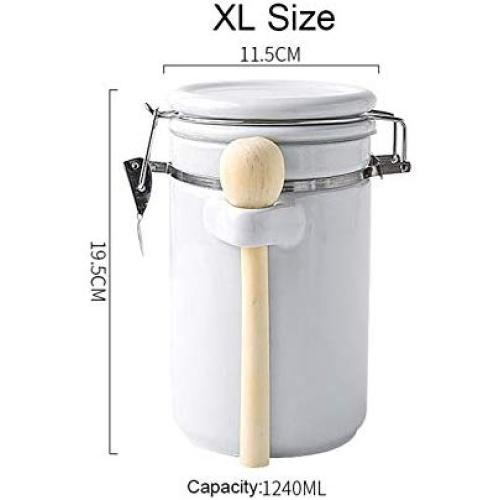 Creative Ceramic Tea Cans Sealed Canister Milk Powder Candy Coffee Beans Jars Food Container Spice Storage Bottle With Lid Spoon,A-Xl