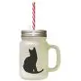 Schwarze Tonkinesisches Katzen Silhouette Nr. 1 Glas-Marmeladenvorrat mit Strohhalme