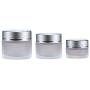 10g/20g/30g 2PCS Clear Glass Refillable Cosmetic Jars Empty Face Cream Lip Balm Storage Container Pot Bottle With White Lids