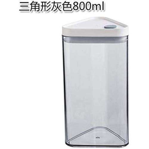 HOMELUNY Set of 4 Clear Airtight Jars Plastic Food Storage Jars with Lids Moisture-proof Storage Jars for Candy, Cookie, Rice, Sugar,Flour,Snacks Keeping Food Dry & Fresh Triangle Gray 800ml