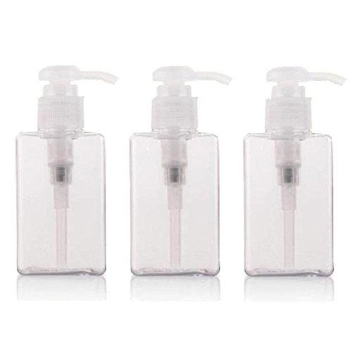 3PCS 100ml Clear Empty Refill PET Plastic Pump Bottles with Pump Top Shampoo Shower Gel Jars Storage Containers Dispensers for Makeup Cosmetic Toiletries Liquid