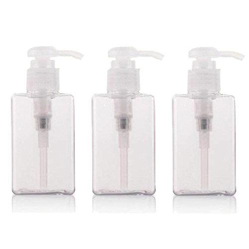 3PCS 100ml Clear Empty Refill PET Plastic Pump Bottles with Pump Top Shampoo Shower Gel Jars Storage Containers Dispensers for Makeup Cosmetic Toiletries Liquid