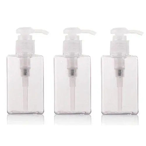 3PCS Flacons PET Transparents Remplissables de 100ml avec Pommeau pour Shampoing, Gel Douche, Récipients de Stockage et Doseuses pour Maquillage, Cosmétiques et Produits d'Hygiène Liquides.