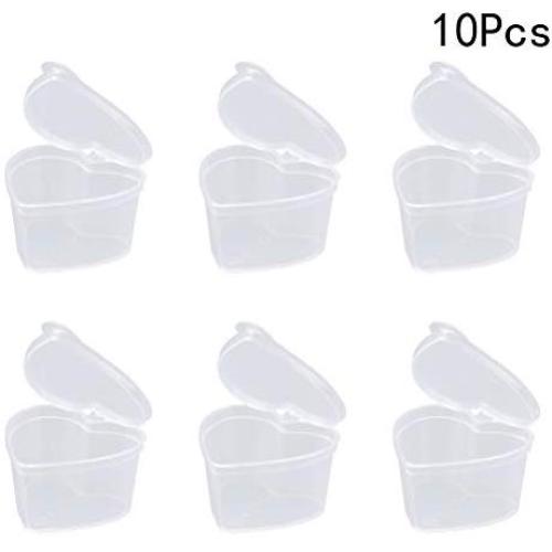 BESTONZON Slime Storage Containers Heart Shaped Box Plastic Containers with Lids 10 Pcs 45ml