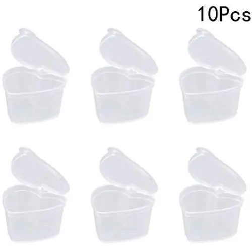BESTONZON Herzförmige Behälter für Slime, Kunststoffbehälter mit Deckeln, 10 Stück, 45ml