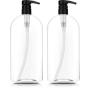 BAR5F Empty Shampoo Bottles with Pumps, 32oz/1Liter/Large, BPA-FREE, Lightweight(Medium Density PETE1 Plastic) Pack of 2