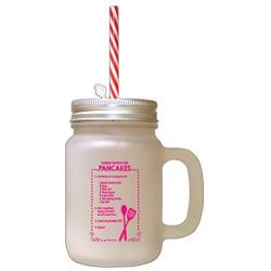 Hot Pink Golden Buttermilk Pancakes Kitchen Recipe Frosted Glass Mason Jar With Straw