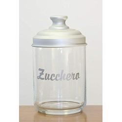 Italo Ottinetti Glass Jar with Matt Aluminium Lid 1 Litre Zucchero, Metallic, one Size