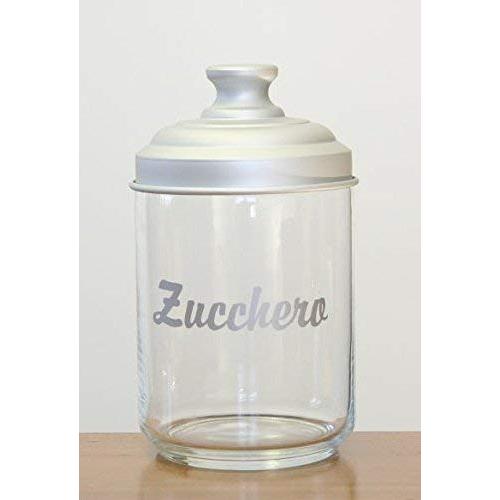 Italo Ottinetti Glass Jar with Matt Aluminium Lid 1 Litre Zucchero, Metallic, one Size