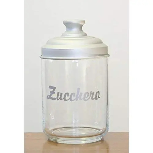 Italo Ottinetti Glasbehälter mit Matt Aluminium Deckel 1 Liter Zucchero, Metallic, eine Größe
