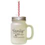 Black Family Where Life Begins Love Never Ends #4 Frosted Glass Mason Jar With Straw