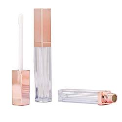 6PCS 5ML/0.17OZ Refill Empty Mini Lip Gloss Tube Vials with Lipstick Brush and Rose Gold Screw Lid Gradient Pipe Lip Balm Container Plastic Lip Glaze Tube Travel Sample Trial Packing DIY Lip Oil Jars