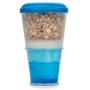 CLM Cereal On the Go Cups - Portable Breakfast Drink Cups with Lid & Foldable Spoon - Breakfast To Go Food Container - Blue (2 Pack Blue/Purple)
