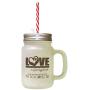 Brown Love Four Legged Word Many Not Perfect But Dog Loves Frosted Glass Mason Jar With Straw