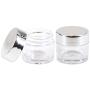 Beauticom 7 Gram / 7 ML (Quantity: 24 Pieces) Thick Wall Round Leak Proof Clear Acrylic Jars with SILVER Lids for Beauty, Cream, Cosmetics, Salves, Scrubs