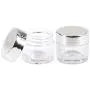 Beauticom 24er Set Dickwandige Klarsicht-Glasbehälter mit Silberdeckeln, 7 g / 7 ml – Ideal für Kosmetik, Cremes, Salben, Peelings