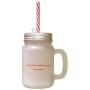 Red ItS Not Mountain We Conquer Frosted Glass Mason Jar With Straw