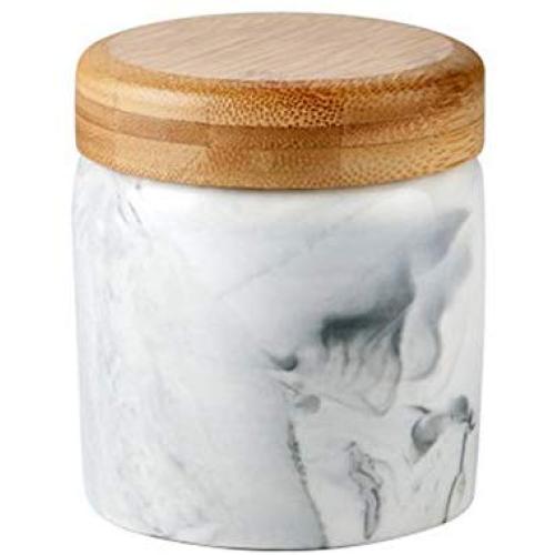 OnePine 275ml Food Storage Jar with Sealed Bamboo Lid, Marble Pattern Ceramic Coffee Canister for Tea Sugar Coffee Bean Nuts Grain