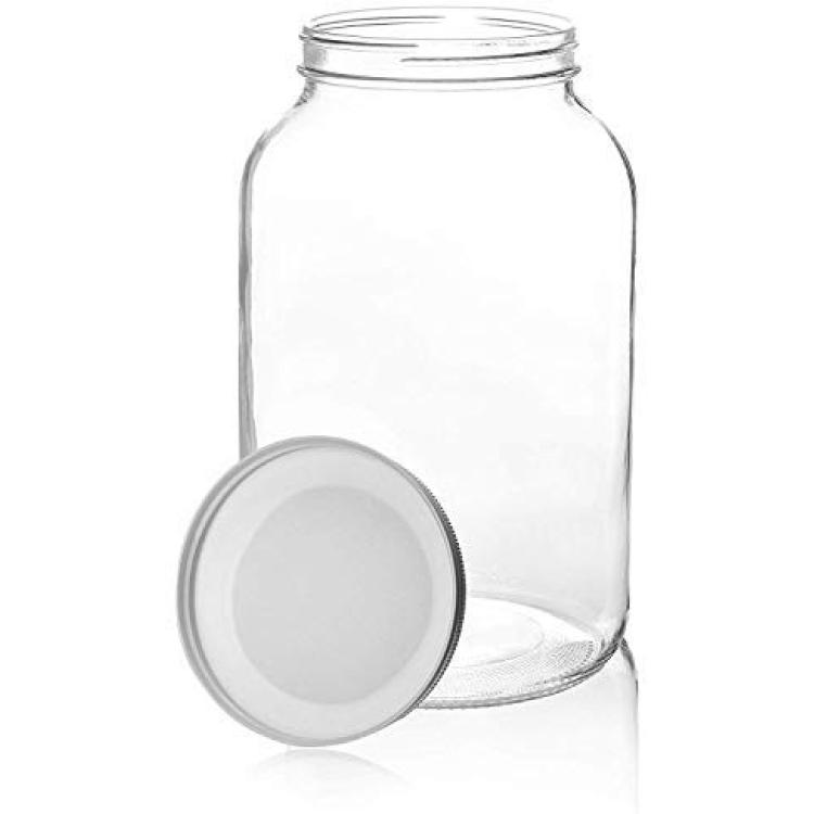 Kitchentoolz 2 Pack - 1 Gallon Glass Mason Jar Wide Mouth with Airtight Metal Lid - Safe for Fermenting Kombucha Kefir - Pickling, Storing